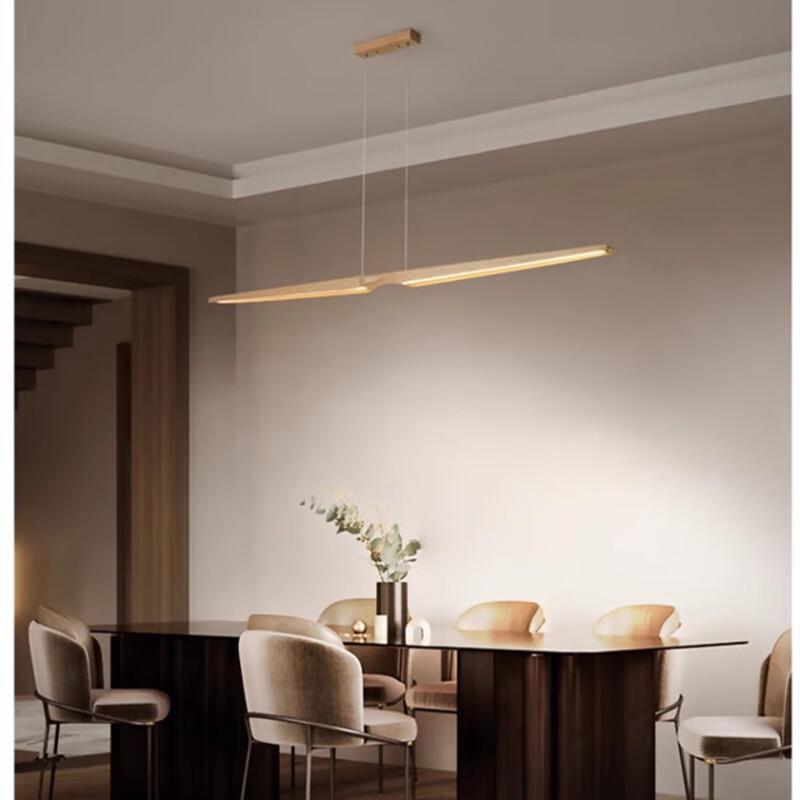 Pailide Minimalist Ash Wood Strip LED Pendant Light