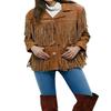 Noora Women's Brown Western Style Suede Jacket Fringed With Buttons Closure | Streetwear Autumn And Winter Leather Jacket |