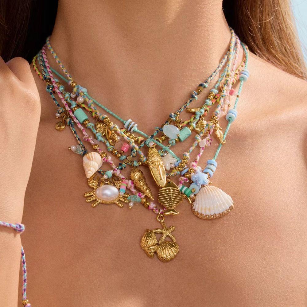 Fish/Shell/ Starfish Pendant Necklace Stainless Steel Clavicle Chain Choker Necklace  Charm Jewelry