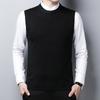 Gilet in Maglia da Uomo Invernale Monocolore Girocollo Senza Maniche per Mezza Età