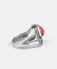 Sheen666 Teardrop Coral Crossbone Silver Ring (Type B)