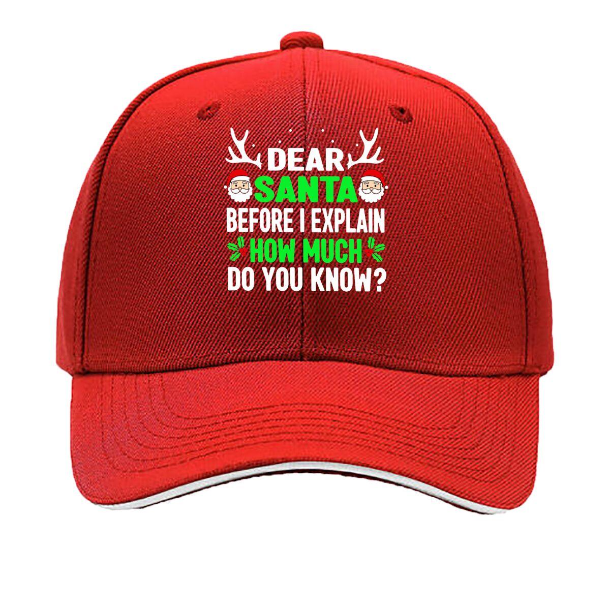 Dear Santa How Much Christmas Quote Sandwich Baseball Cap Unisex Women Sun Cap Outdoor Workouts Hat One Size