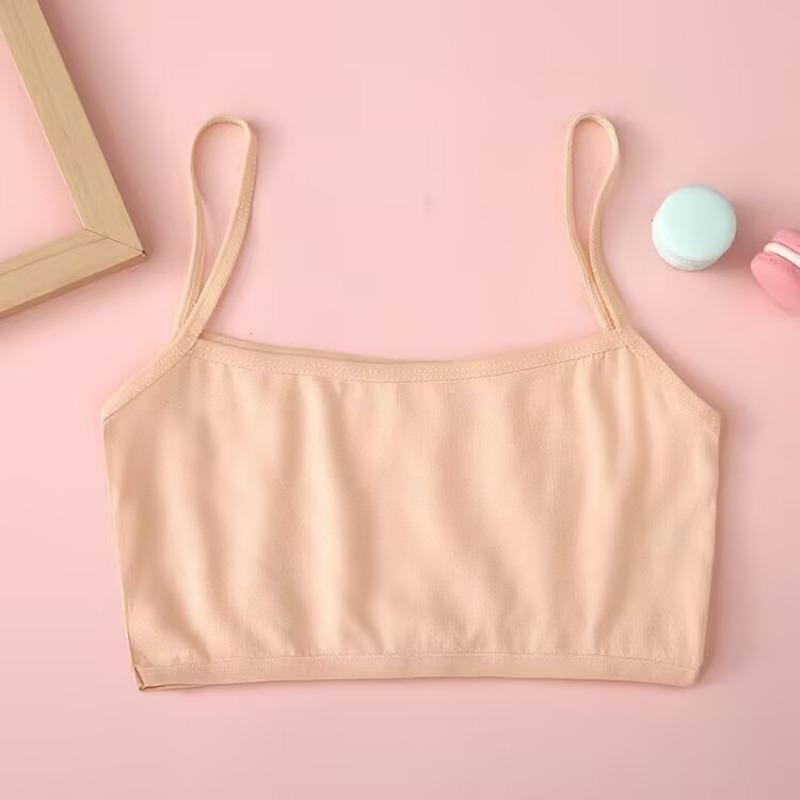 

Тренировочный бюстгальтер для девочек, детское нижнее белье, хлопковый жилет для девочек, укороченный топ, От 8 до 14 лет one size бежевый