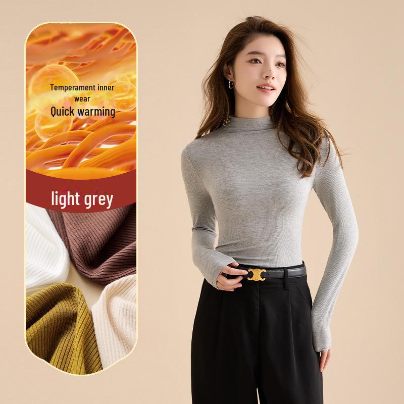 

Женская водолазка средней высоты белого и черного цвета 2024 года на осень/зиму L (110-120 catties) светло-серый