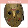 Livfull Halloween-mask för fester med unik Jason-design i gula och kopparfärgade toner
