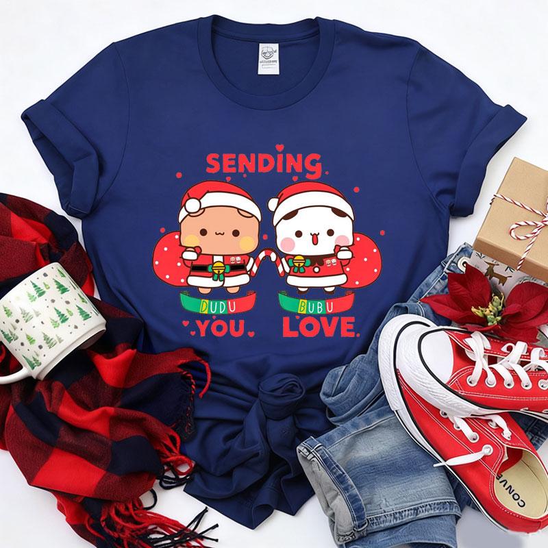 Kawaii Bubu Dudu Merry Christmas Couple Tshirt Trendy Funny Cartoon Anime Shirt Fashion Holiday Party Celebrate Cotton Tees