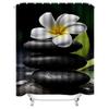 White Flower on Zen Stones Waterproof Shower Curtain Heat Resistant Machine Washable Non-Transparent 180x180cm