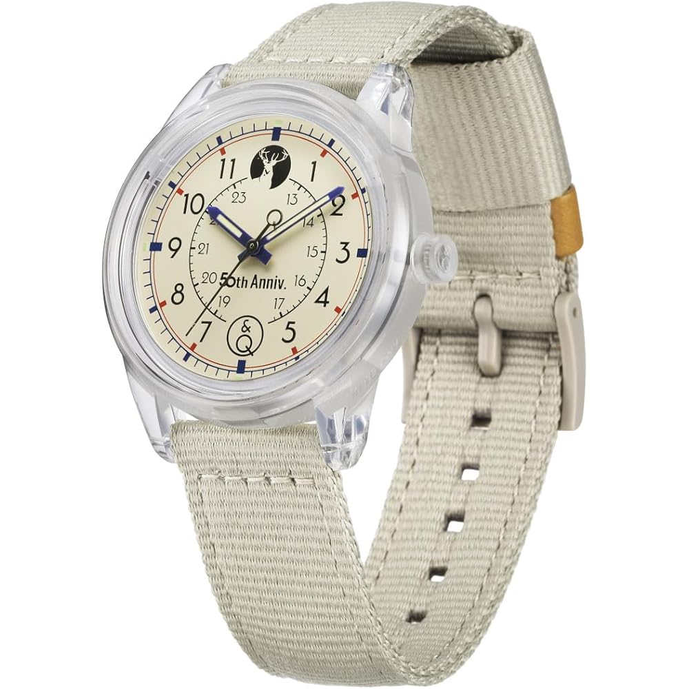 Captain Stag Q&Q Smile Solar 50th Anniversary Watch Clear Beige 40mm Wristwatch
