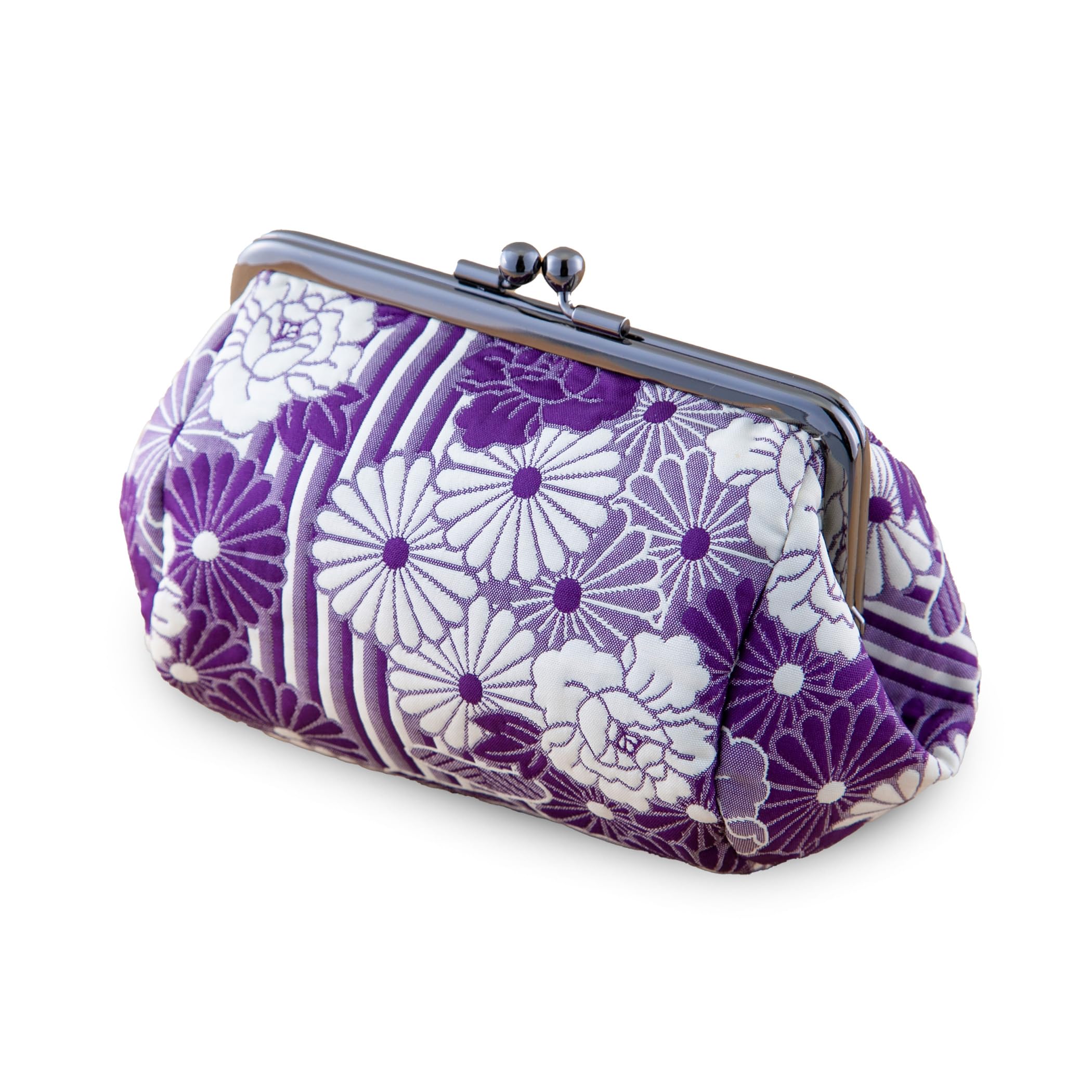 

Noren Gamaguchi Pouch Puffed Round Small Item in Japanese Pattern (Retro Flower, Weave, Bag-Shaped Pouch/Purple) Makeup, Cosmetics, Travel, Medicine, фіолетовий
