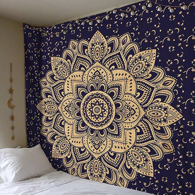 

VIKAMA Black and White Mandala Tapestry Bohemian Wall Hanging Decoration Bedroom Living Room Dormitory Tapestry 74x94cm(29x37in)