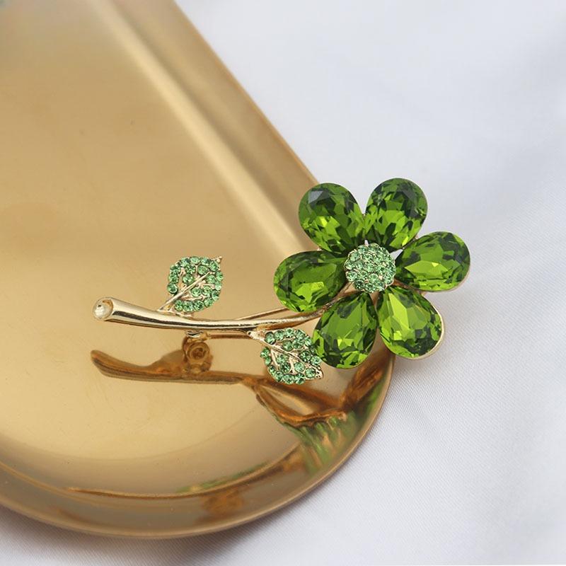 Emerald Flower Brooch - High-end, Niche, Retro, Premium, High-end Corsage Brooch with Ribbon Fastener