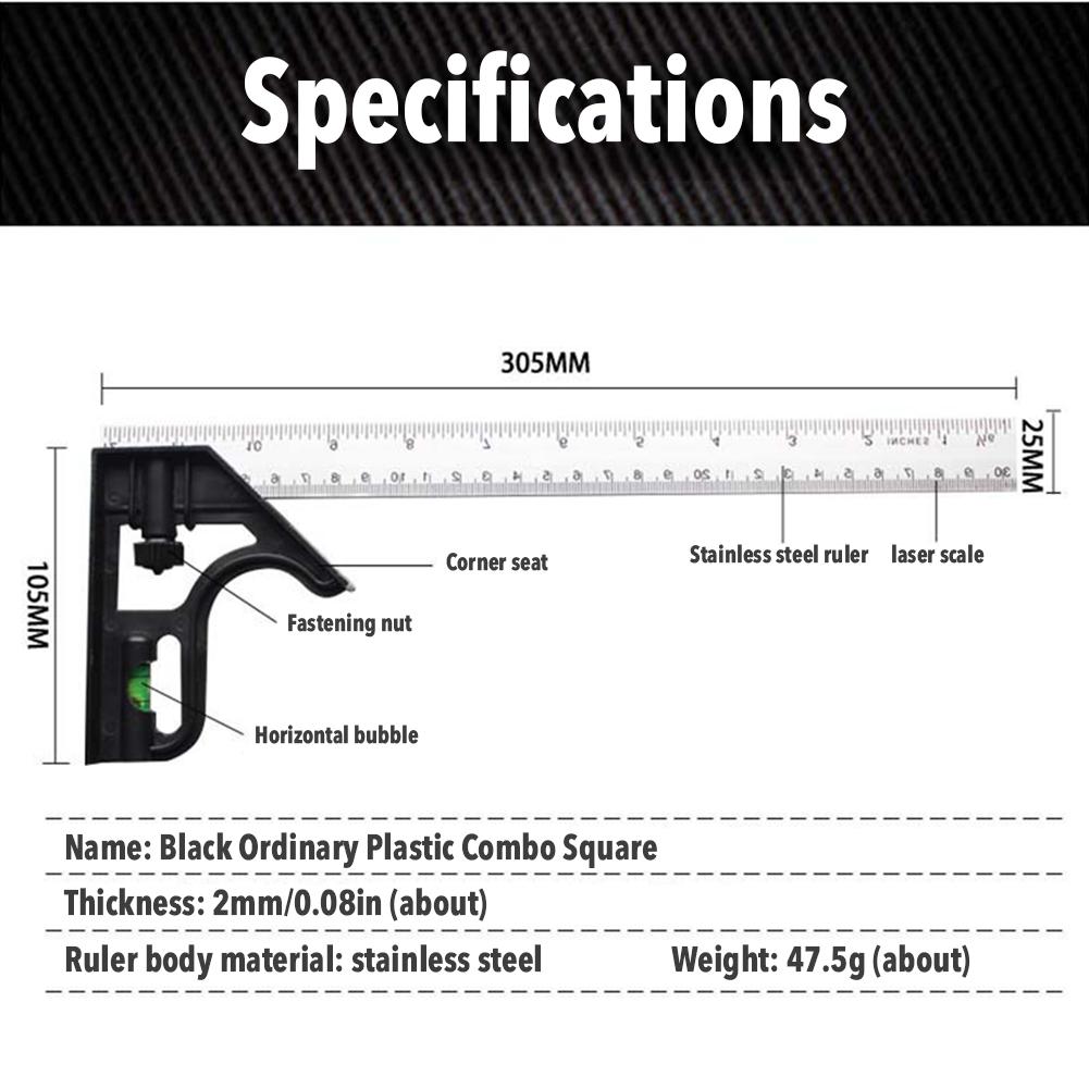 300mm Combination Square Angle Ruler Multifunctional Stainless Steel Square Angle Finder Protractor Tools Gauge Measuring Tools белый
