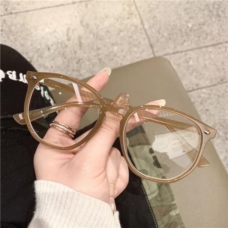 Women Myopia Glasses Men Round Anti Blue Light Computer Eyeglasses Transparent Large Frame Optical Nearsighted Eyewear 0 To -400