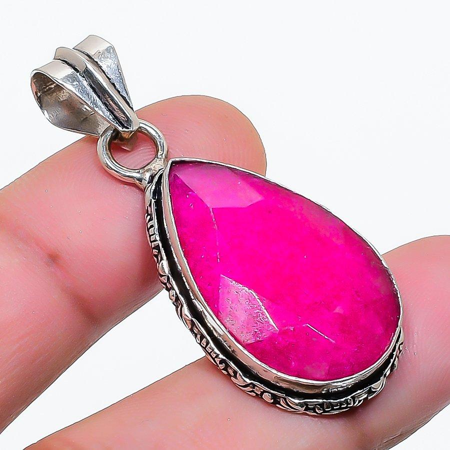 Natural Ruby(Simulated) Gemstone 925 Sterling Silver Jewelry Pendant 1.65  AP-14731