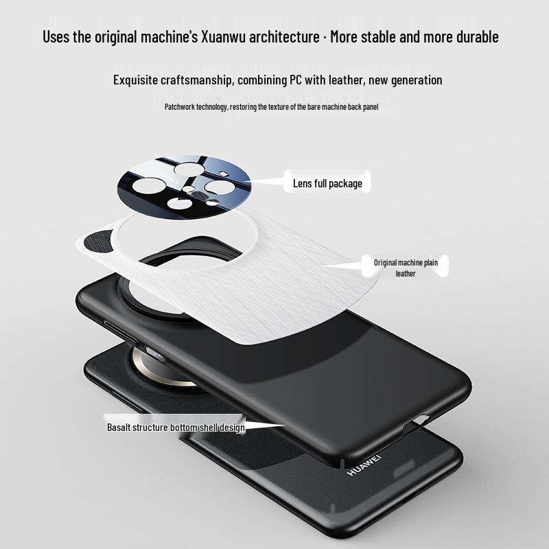 Huawei Mate70 Pro Leather Phone Case with Golden Thread and 60-Drop Protection