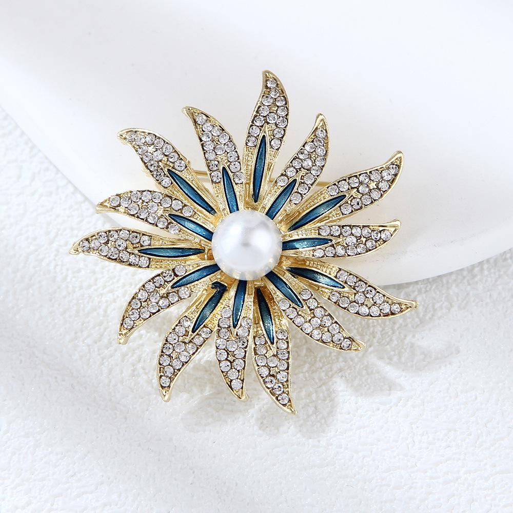 Lanhao Sunflower Pearl Brooch – Trendy Women's Cardigan Pin