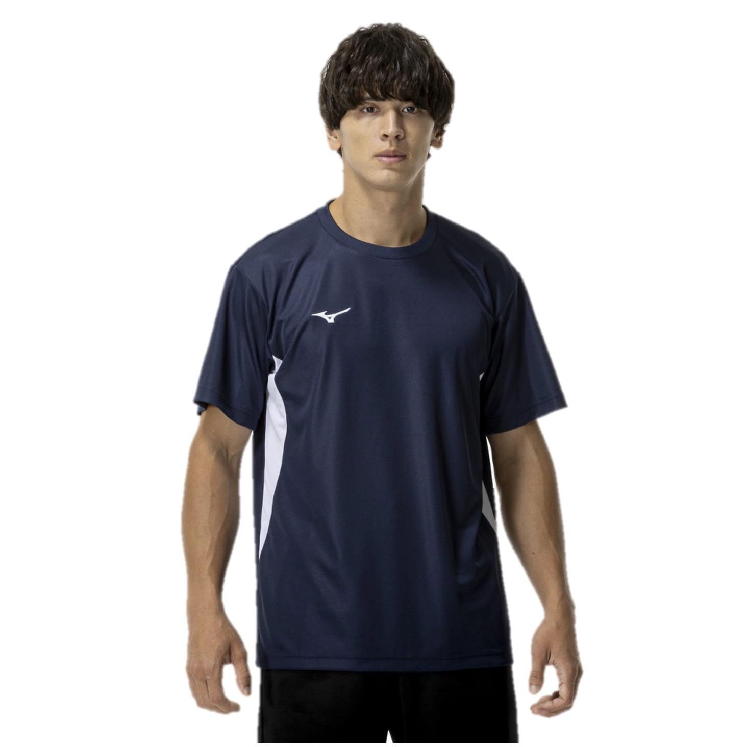 

Mizuno New Model NaviDry Short Sleeve Dress Size M T-Shirt, U-Neck, Moisture-Wicking, Quick-Drying, Underwear, 32MAC196, Navy/White,