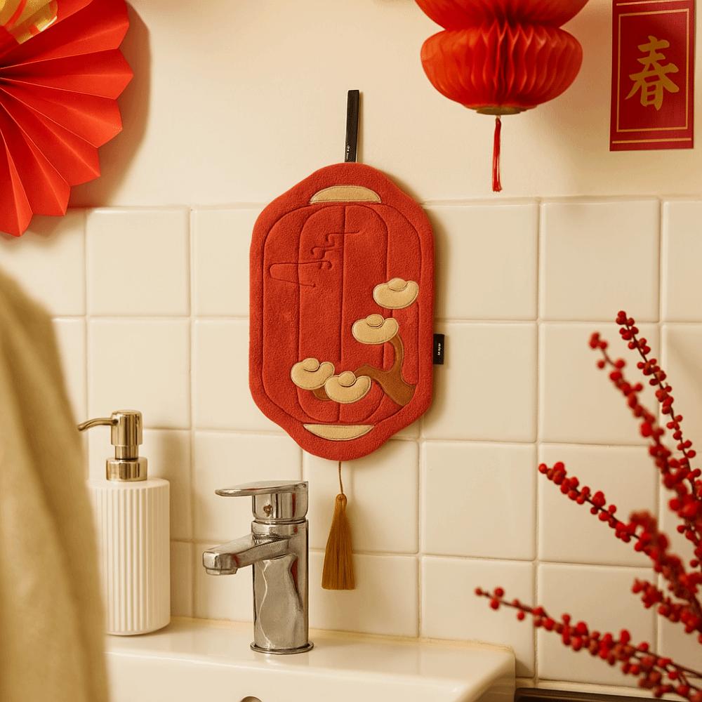 Traditional Lantern-style Hand Towel Absorbent Chinese New Year Handkerchief  New Year Decoration