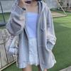 Sweat à capuche zippé à manches longues pour femme, coupe ample, sweat surdimensionné décontracté pour le streetwear quotidien