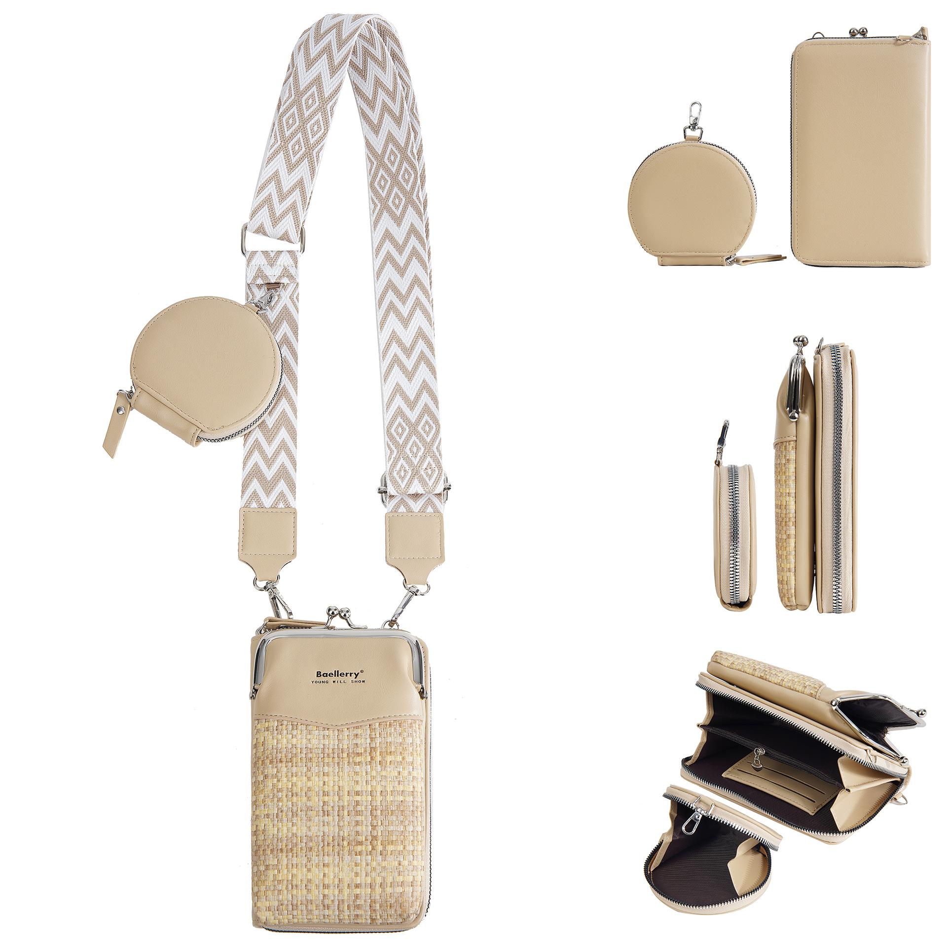 Oblique span mobile phone bag women s high-end mobile phone bag mini satchel new woven contrasting color mobile phone bag pu mother and child bag абрикосовый