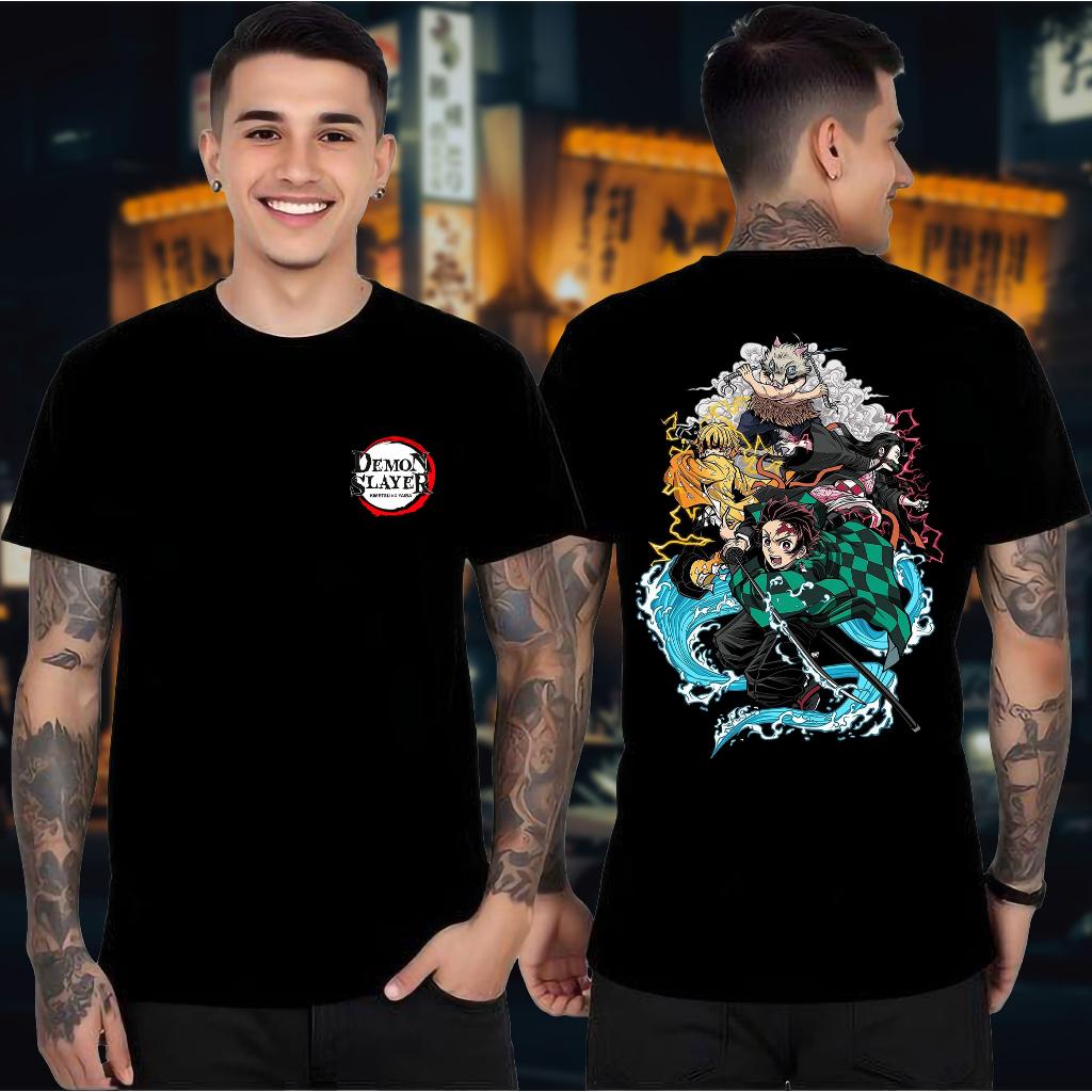 Anime Unisex Pattern Demon Killer 2025 Summer New Retro Fashion Men's and Women's Streetwear