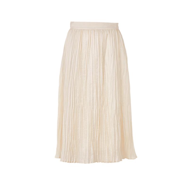 LANGZI French High-Waist Pleated A-Line Skirt M