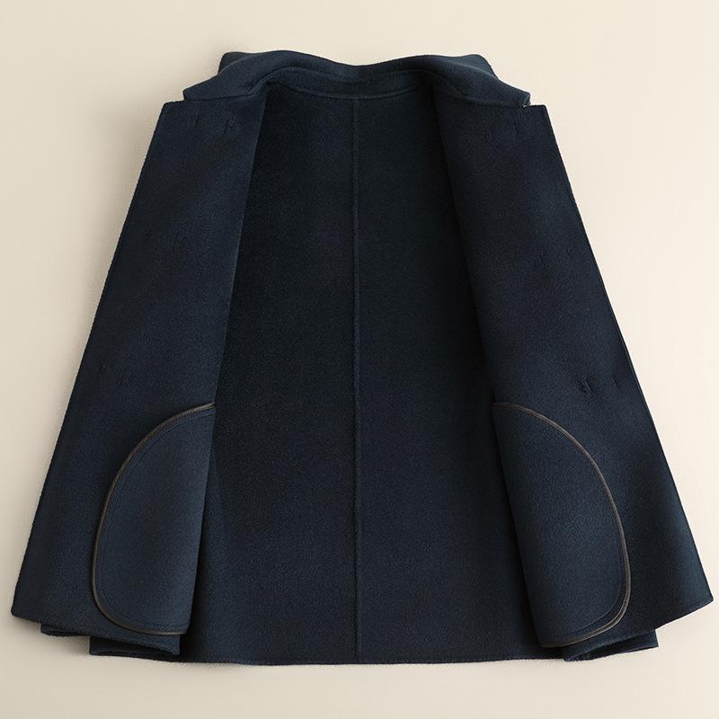 Autumn horn button woolen coat female college style small medium and long woolen coat high-end female