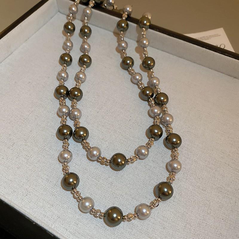 Elegante französische doppelreihige Perlenkette: Vielseitige, hochwertige Schlüsselbeinkette