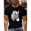 Men's Cotton Zebra Stripe T-Shirt - Relaxed Fit Short Sleeve Round Neck Casual Summer Tee with & Stripes, Breathable for Hot Weather