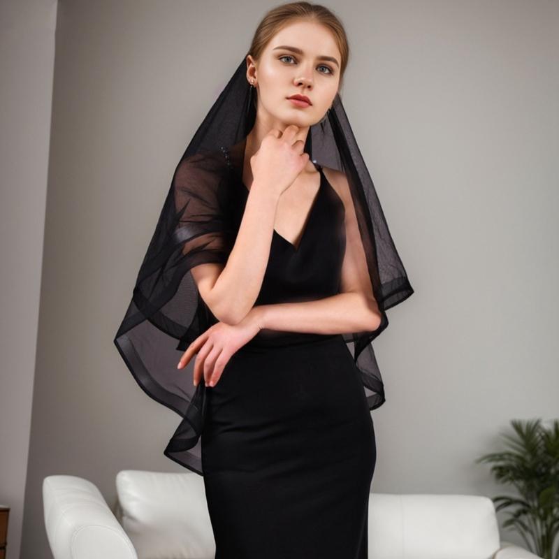 Sheer Veil Bridal Veil Bride To Be Gift, Bridal Shower, Wedding Black Veil