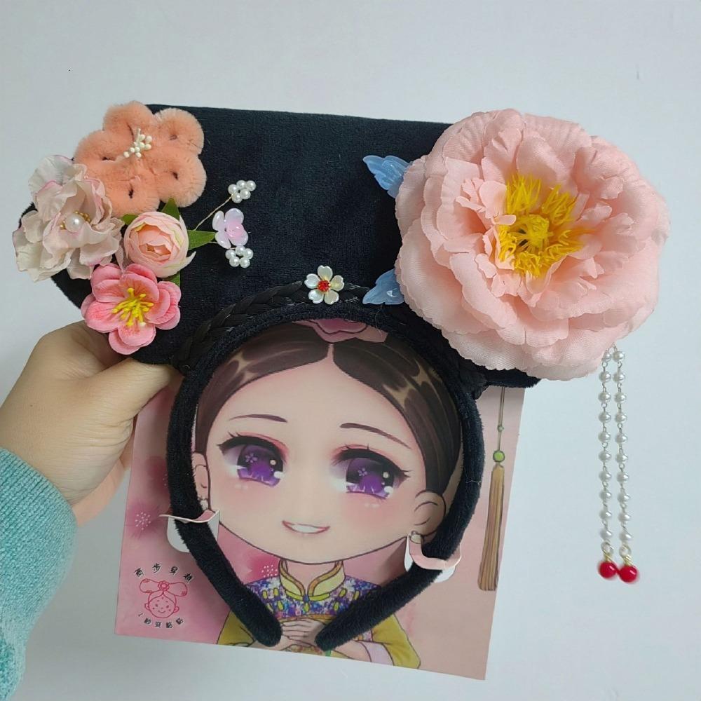 Non-slip Flower Headwear Traditional Cheongsam Headband Pearl Headband  for Women Girls