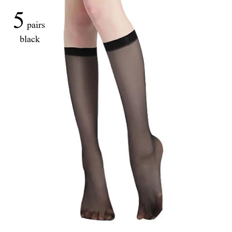 5/10/20 Pairs Women Ultra-Thin Nylon Stockings Transparent Elasticity Ladies Knee Socks Summer Long Socks For Girls Stocking