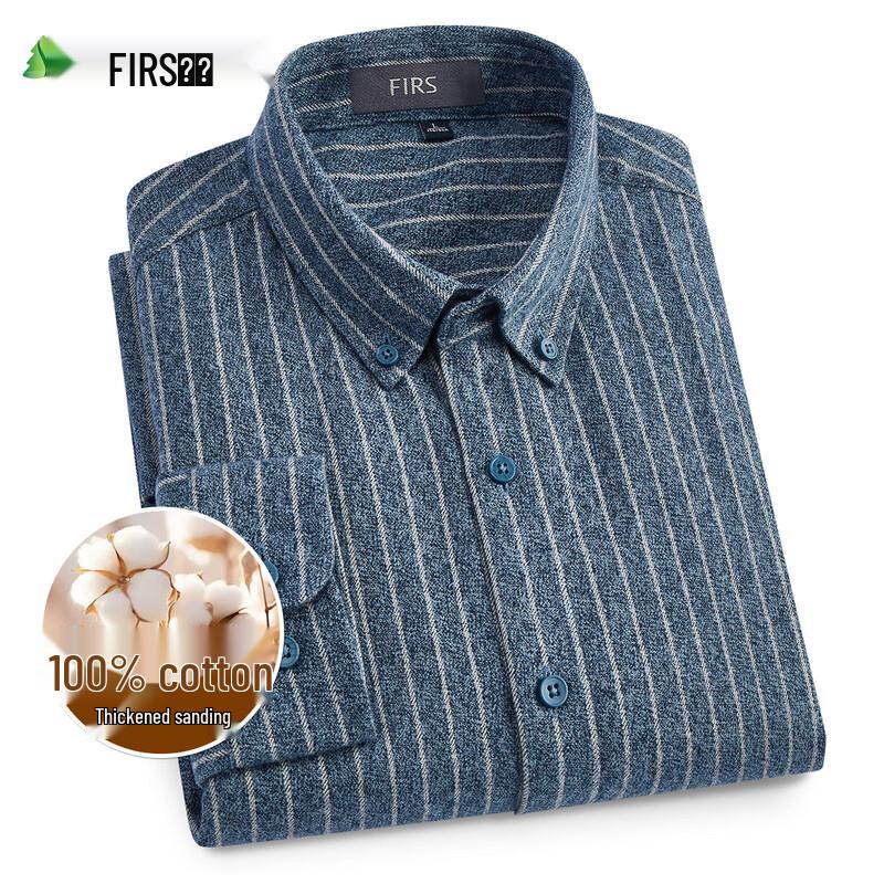 FIRS Men s 100% Cotton Brushed Striped Long-Sleeve Shirt XL