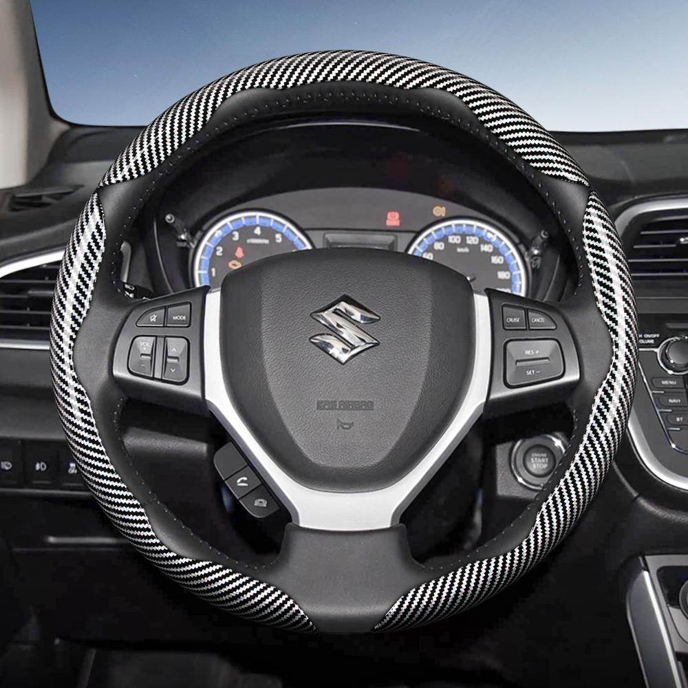 Zkfan8 Geeignet für Suzuki Lenkradabdeckung mit Karbonfaser-Textur und segmentiertem Schnellverschluss-Design für Wagon R Swift Ertiga Brezza Baleno Fronx