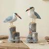 Wooden Seabird Ornaments Ocean Theme Decorative Figurine with Starfish And Hemp Rope Decor Desktop Accent for Home