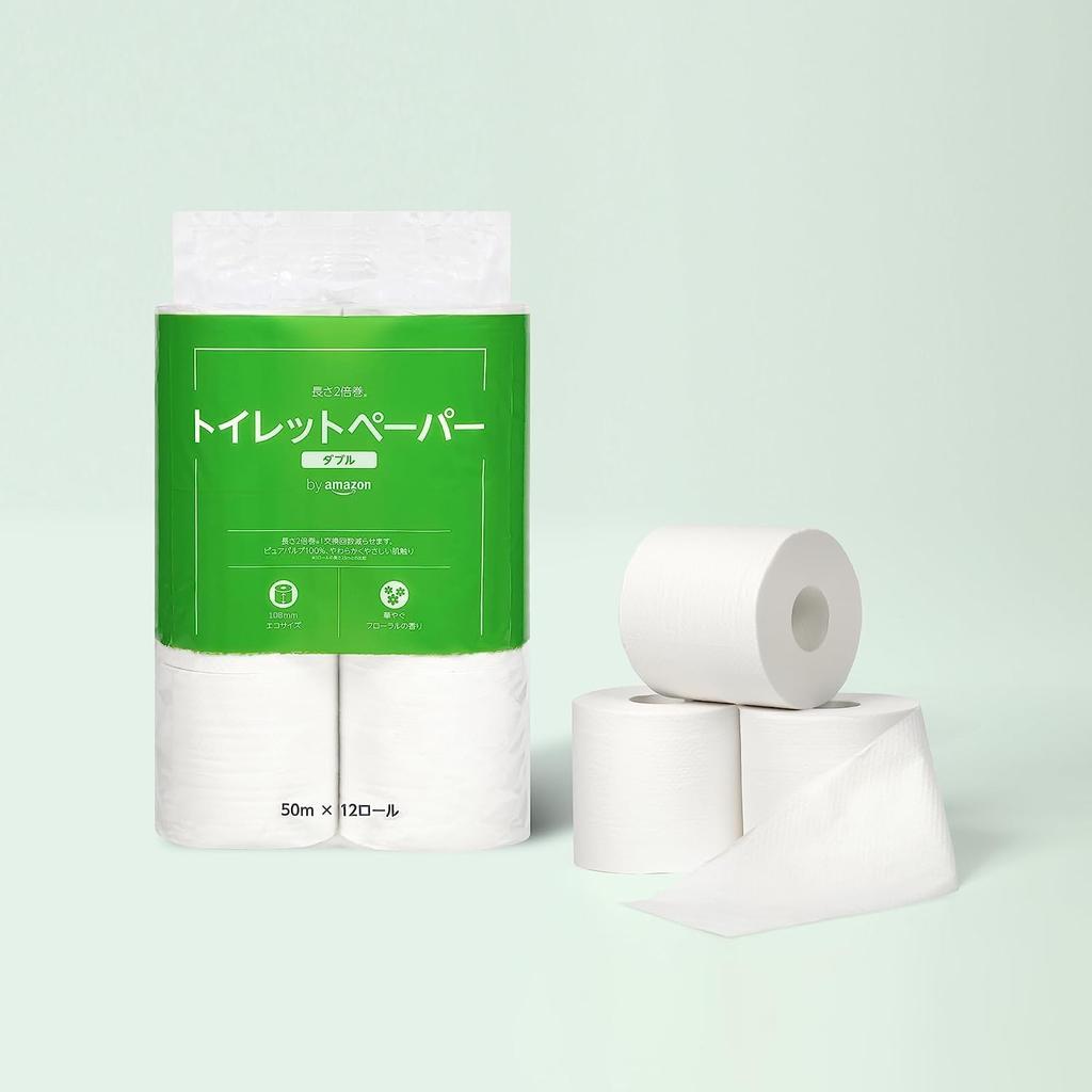 By Amazon Toilet Double 50m X 12 Single Rolls 24 Floral Scent Paper, Length, Rolls, Double, (12 = Rolls),