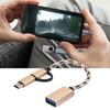 2Pcs Type C 2 In 1 OTG Transfer Wiring Adapter Electronic Transfer Connector USB3.0(Gold )