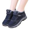 Chaussures d'hiver chaudes en coton à semelle épaisse pour femme, Bottes de marche à Velcro antidérapantes, Tissu décontracté confortable