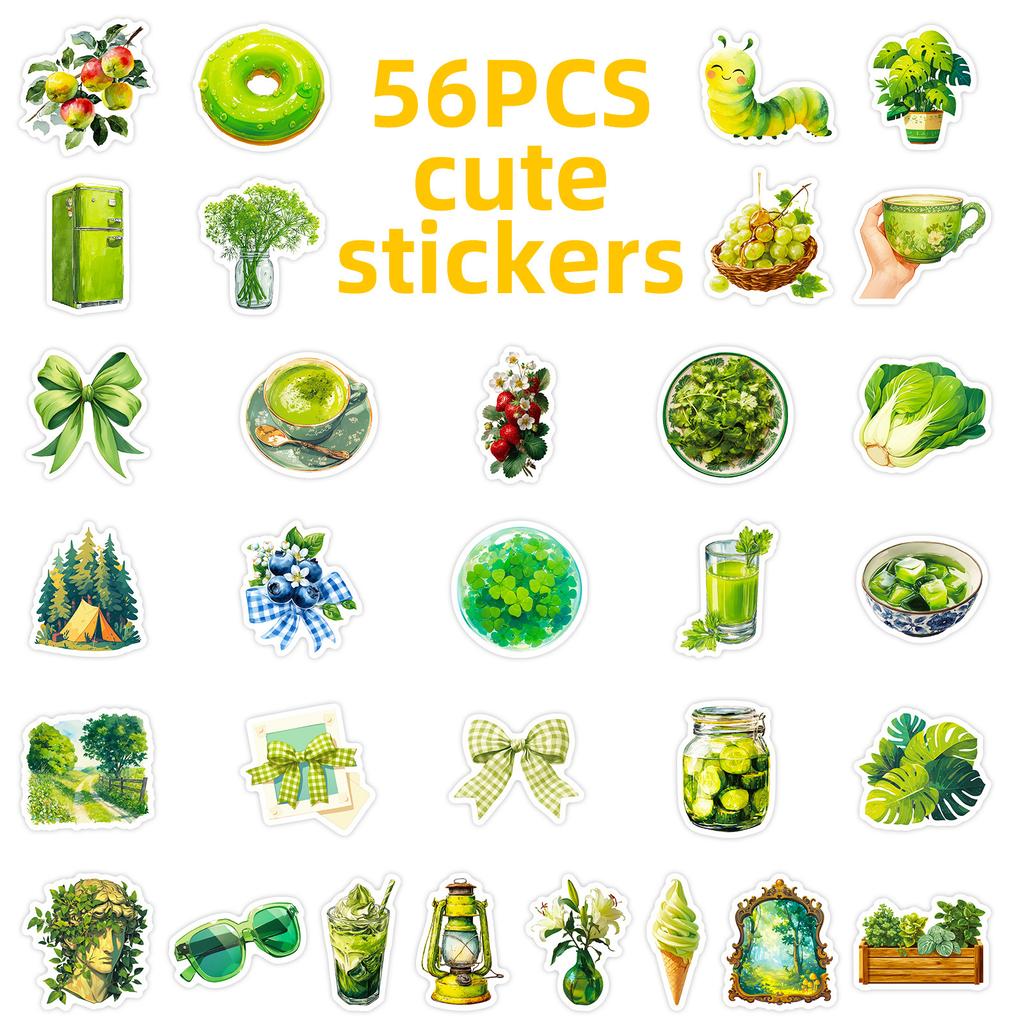 56 Green Healthy Life Graffiti Stickers Fresh Literary Style Creative Handbook Luggage Stickers