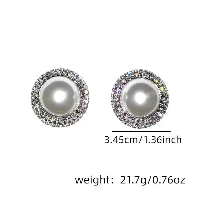 Korean High-end Earrings, Korean Luxury Flash Diamond Temperament Earrings, French Niche Exaggerated Pearl Large Stud Earrings