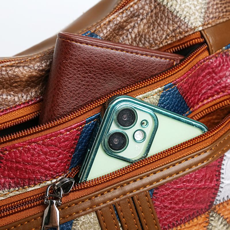 Farbblock Karodekor Mehrschichtige Umhängetasche Große Kapazität Tägliche Nutzung Schultertasche für Frauen Vintage