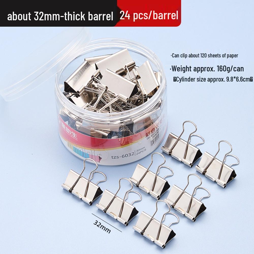 Black Metal Long Tail Clips - Stationery Folder for Documents, Student Papers, and Office Supplies.