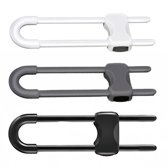 2 Pcs Sliding Cabinet Locks Baby Proofing Adjustable U-Shaped Safety Latches Easy Install Reusable Security Locks for Drawers Fridge