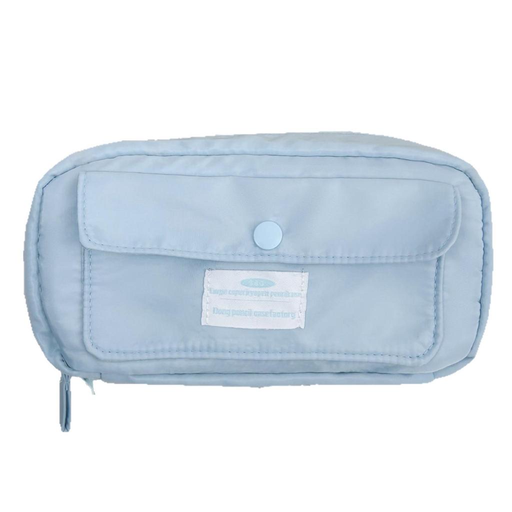 Mother-and-Child Multi-Layer Canvas Stationery Bag: Large Capacity Simple Pencil Case with Inner Pocket