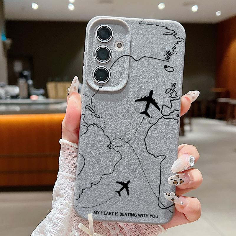 

Тонкий матовый чехол Route Aircraft Print для Samsung S25 Ultra S24 FE S23 S22 A16 A15 A56 A55 A36 A35 из текстурированной кожи с мягкой противоударной защитой от царапин и царапин TPU Samsung A55