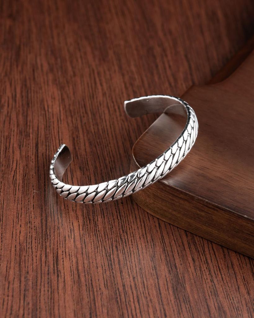Open Bracelet Men'S And Women'S Metal Ancient Silver Bracelet Retro Simple Auspicious Lucky Lucky Jewelry