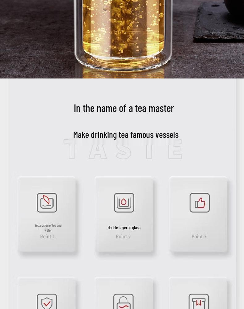 Mini Teacup with Double Layer Insulation and Tea-Water Separation – Portable Travel Glass