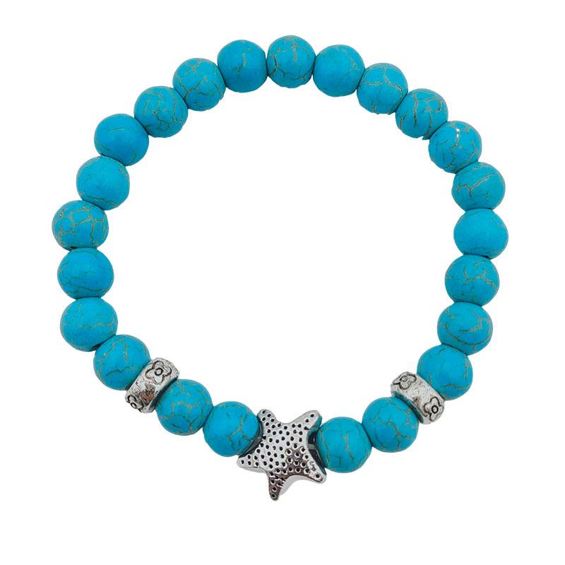 Vintage Bohemian Turquoise Bracelet Set: Women's Ethnic Style with Crackle Beads