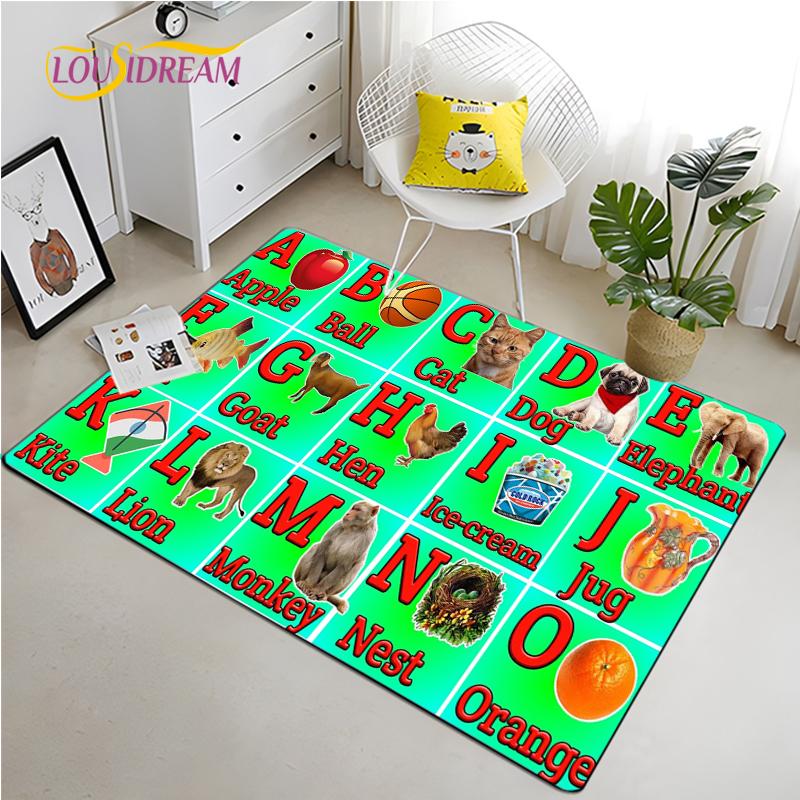 

IMIKEYA Kids Play Mat Playtime Collection Alphabet ABC Seasons Months Fruits and Shapes Educational Carpet for Playroom Bedroom 40x60cm