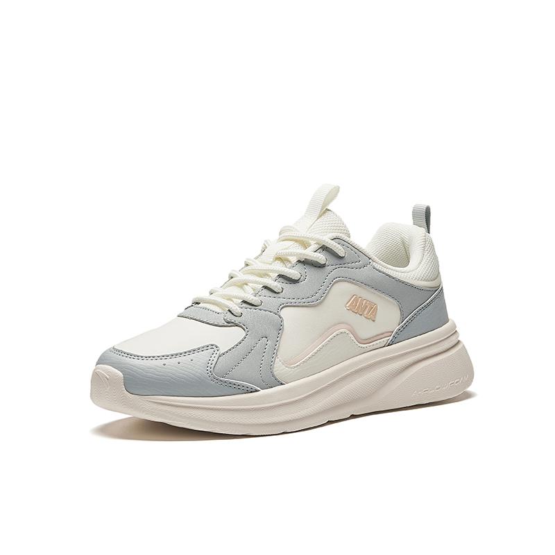 Anta Simple Comfortable Non-Slip Wear-Resistant Low-Top Casual Shoes Women Sneakers Light-Gray 922438808-6